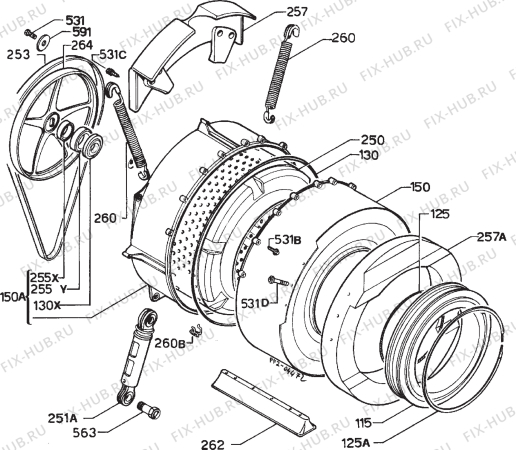 Взрыв-схема стиральной машины Zoppas PR53S - Схема узла Functional parts 267